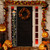 72" Black Gold And Orange Solid Wood Bienvenidos Skull Porch Sign