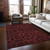5' X 8' Burgundy and Black Floral Medallion Washable Non Skid Indoor Outdoor Area Rug