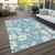 3' X 5' Sky Blue And Ivory Floral Washable Indoor Outdoor Area Rug Transitional Style - Sky Blue, Ivory Color