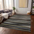 3' X 5' Black Brown And Ivory Striped Washable Indoor Outdoor Area Rug