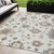 5' X 8' Ivory Gray And Taupe Floral Washable Indoor Outdoor Area Rug