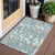 3' X 5' Teal Blue Beige And Ivory Animal Print Washable Indoor Outdoor Area Rug