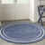 4' Navy Blue And Ivory Round Indoor Outdoor Area Rug