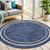 4' Navy Blue And Ivory Round Indoor Outdoor Area Rug