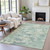 5' X 8' Teal Blue Linen And Pale Aqua Abstract Washable Indoor Outdoor Area Rug
