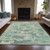 5' X 8' Teal Blue Linen And Pale Aqua Abstract Washable Indoor Outdoor Area Rug