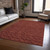 5' X 8' Burgundy Geometric Washable Non Skid Indoor Outdoor Area Rug