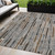 5' X 8' Pewter And Brown Striped Washable Indoor Outdoor Area Rug