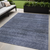 5' X 8' Navy Blue And Gray Striped Washable Indoor Outdoor Area Rug - 608219096106