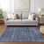 5' X 8' Navy Blue And Gray Striped Washable Indoor Outdoor Area Rug - Navy Blue, Gray