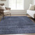 5' X 8' Navy Blue And Gray Striped Washable Indoor Outdoor Area Rug