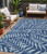 5' X 8' Navy Blue And Light Blue Floral Washable Indoor Outdoor Area Rug