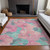5' X 8' Pink And Mauve Floral Washable Indoor Outdoor Area Rug