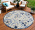 8' Blue And Gray Round Floral Indoor Outdoor Area Rug - Blue, Gray