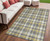 5' X 8' Gray Yellow and White Plaid Washable Non Skid Indoor Outdoor Area Rug