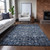 3' X 5' Navy Blue And Sky Blue Oriental Washable Indoor Outdoor Area Rug - Navy Blue, Sky Blue