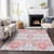 5' X 8' Blush Sky Blue And Brown Oriental Washable Indoor Outdoor Area Rug