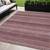 5' X 8' Red And Burgundy Striped Washable Indoor Outdoor Area Rug
