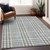 5' X 8' Gray Blue And Beige Plaid Washable Indoor Outdoor Area Rug