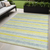5' X 8' Blue and Yellow Striped Washable Non Skid Indoor Outdoor Area Rug