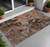 3' X 5' Brown Terracotta and Gray Floral Washable Non Skid Indoor Outdoor Area Rug - Brown, Gray