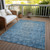 3' X 5' Blue Oriental Washable Indoor Outdoor Area Rug
