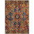5' X 8' Red Orange and Blue Oriental Washable Non Skid Indoor Outdoor Area Rug