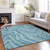 5' X 8' Navy Blue And Denim Blue Abstract Washable Indoor Outdoor Area Rug Transitional Style - Navy Blue, Denim Blue Color