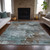 5' X 8' Brown And Blue Abstract Washable Indoor Outdoor Area Rug - Brown, Blue