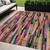 5' X 8' Pink Black And Green Striped Washable Indoor Outdoor Area Rug