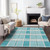 3' X 5' Teal Blue Gray And Ivory Plaid Washable Indoor Outdoor Area Rug