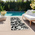 8' Runner Black and Ivory Floral Washable Non Skid Indoor Outdoor Runner Rug