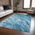 3' X 5' Sky Blue And Navy Blue Abstract Washable Indoor Outdoor Area Rug