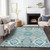 3' X 5' Teal Blue Green And Ivory Oriental Washable Indoor Outdoor Area Rug - Teal Blue, Green, Ivory