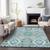 3' X 5' Teal Blue Green And Ivory Oriental Washable Indoor Outdoor Area Rug