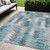 5' X 8' Dark Blue Aqua And Gray Geometric Washable Indoor Outdoor Area Rug