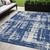 5' X 8' Navy Blue And Ivory Abstract Washable Indoor Outdoor Area Rug Transitional Style - Navy Blue, Ivory Color