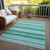 3' X 5' Aqua Striped Washable Indoor Outdoor Area Rug