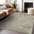 3' X 5' Beige Gray And Green Floral Washable Indoor Outdoor Area Rug