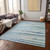 5' X 8' Sky Blue Aqua And Gray Striped Washable Indoor Outdoor Area Rug