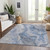5' X 8' Denim Blue And Ivory Abstract Washable Indoor Outdoor Area Rug - Denim Blue, Ivory