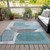 3' X 5' Teal Blue And Gray Abstract Washable Indoor Outdoor Area Rug