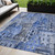 5' X 8' Blue Navy Blue And Sky Blue Geometric Washable Indoor Outdoor Area Rug