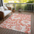 3' X 5' Salmon and Ivory Floral Washable Non Skid Indoor Outdoor Area Rug