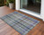 3' X 5' Blue Gray and Green Plaid Washable Non Skid Indoor Outdoor Area Rug