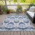 5' X 8' Navy Blue Beige And Denim Blue Oriental Washable Indoor Outdoor Area Rug