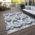5' X 8' Navy Blue Beige And Denim Blue Oriental Washable Indoor Outdoor Area Rug