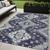 5' X 8' Purple Eggplant And Sage Medallion Washable Indoor Outdoor Area Rug