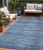 5' X 8' Denim Blue And Sky Blue Abstract Washable Indoor Outdoor Area Rug - Denim Blue, Sky Blue