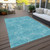 3' X 5' Aqua And Ivory Geometric Washable Indoor Outdoor Area Rug - Aqua, Ivory